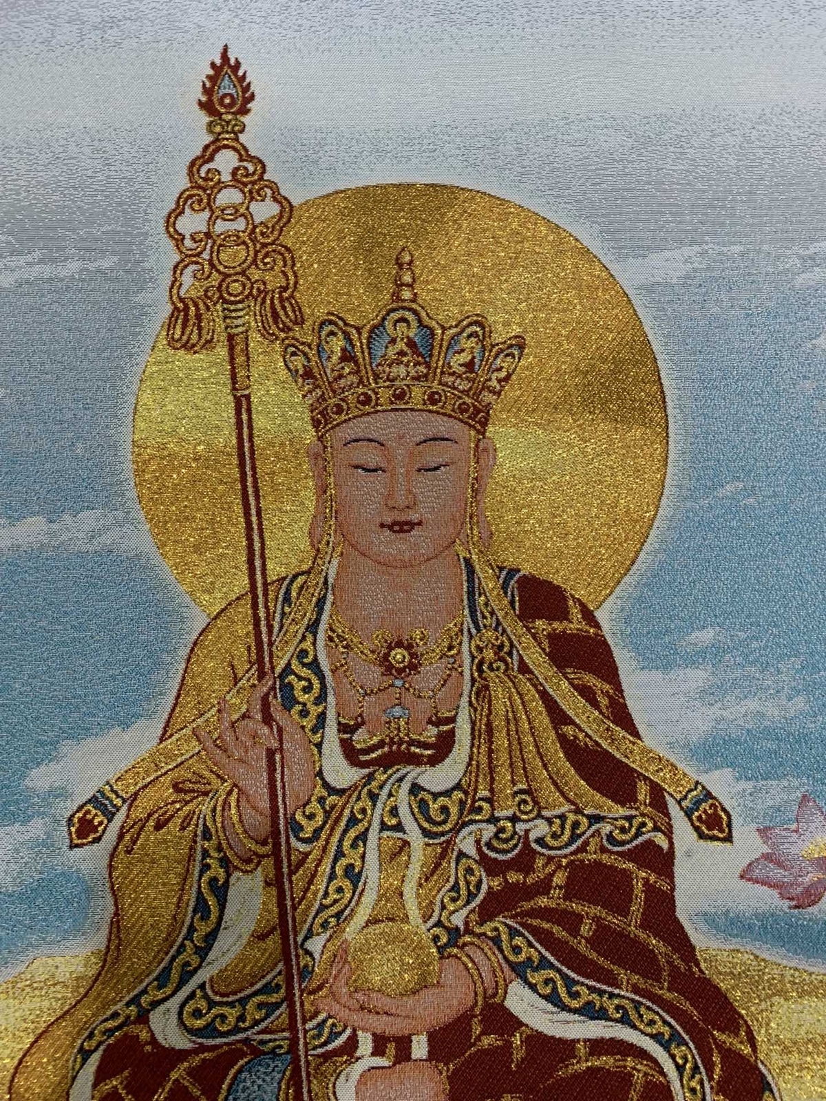 36″ China Cloth Silk Ksitigarbha Painting Mural Wall Hanging Tapestry Tangka 9