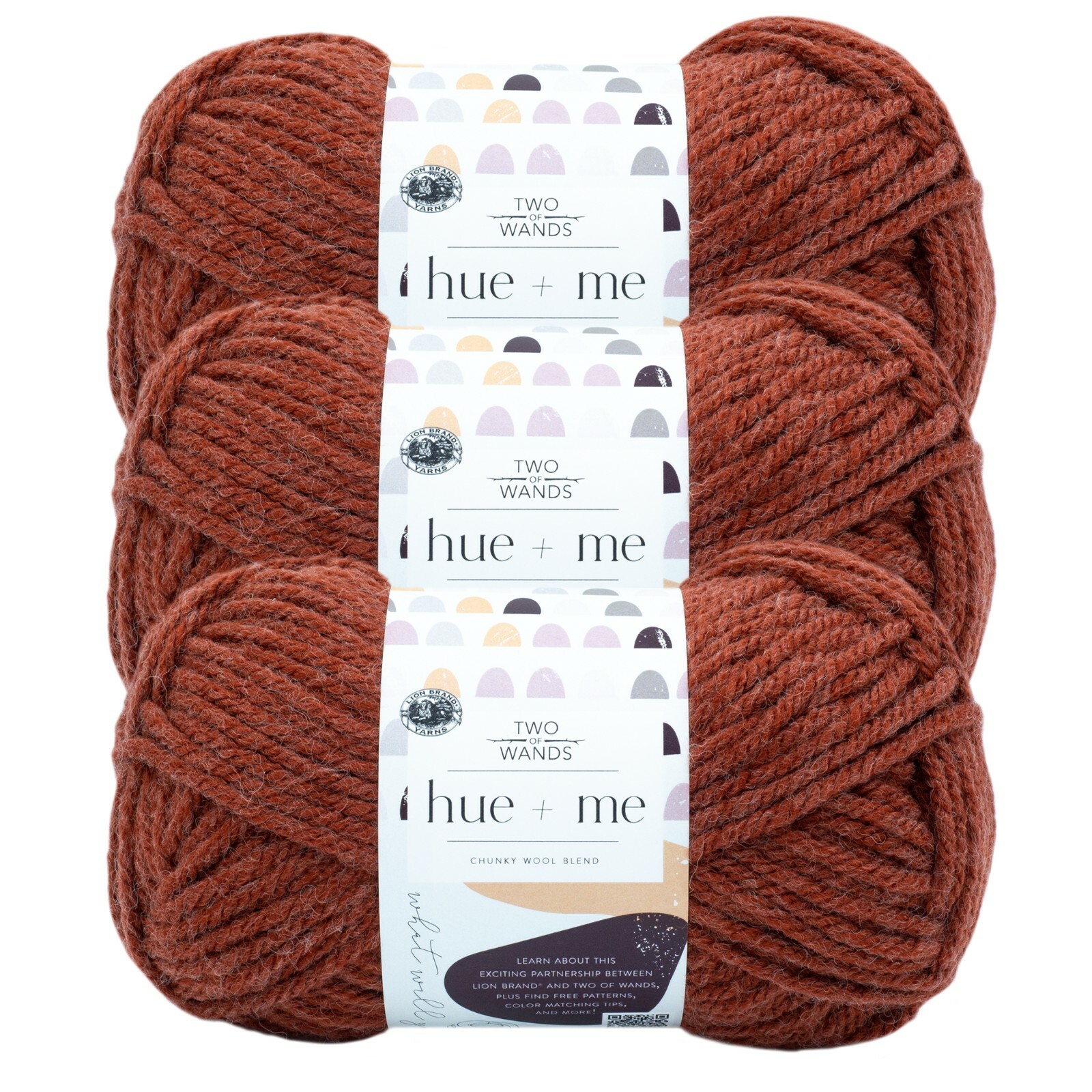 (3 Pack) Lion Brand Yarn 617-134R Two of Wands: Hue + Me Bulky Yarn, Spicy