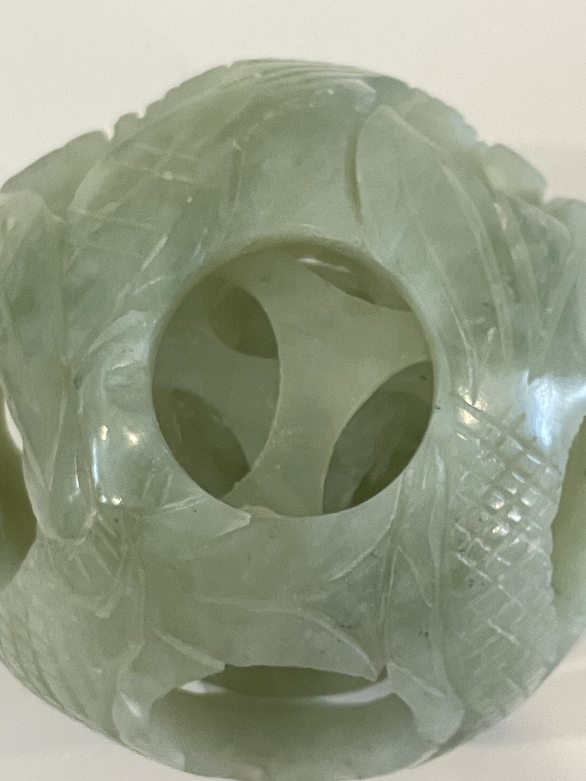 Chinese Puzzle Ball Jade Sphere Serpentine Round 3.5 Inch Preowned 5 Layers