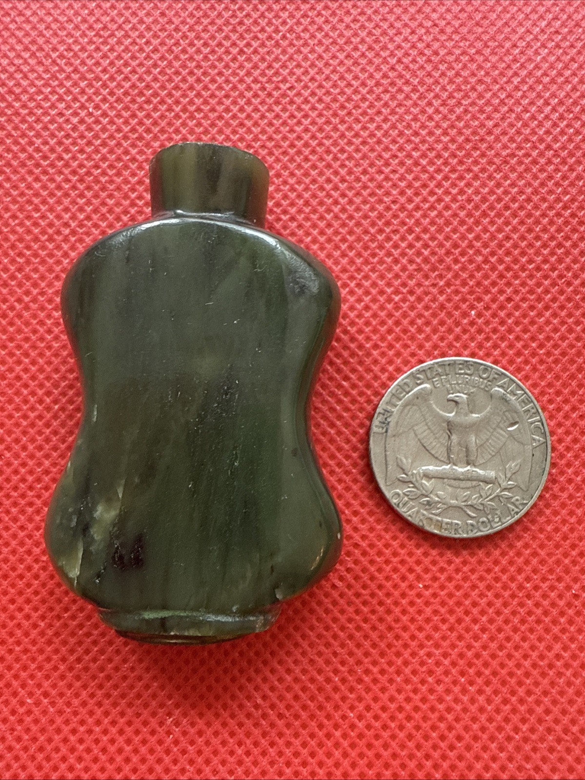 Vintage Landscape Nephrite Jade Snuff Bottle- Missing Cap