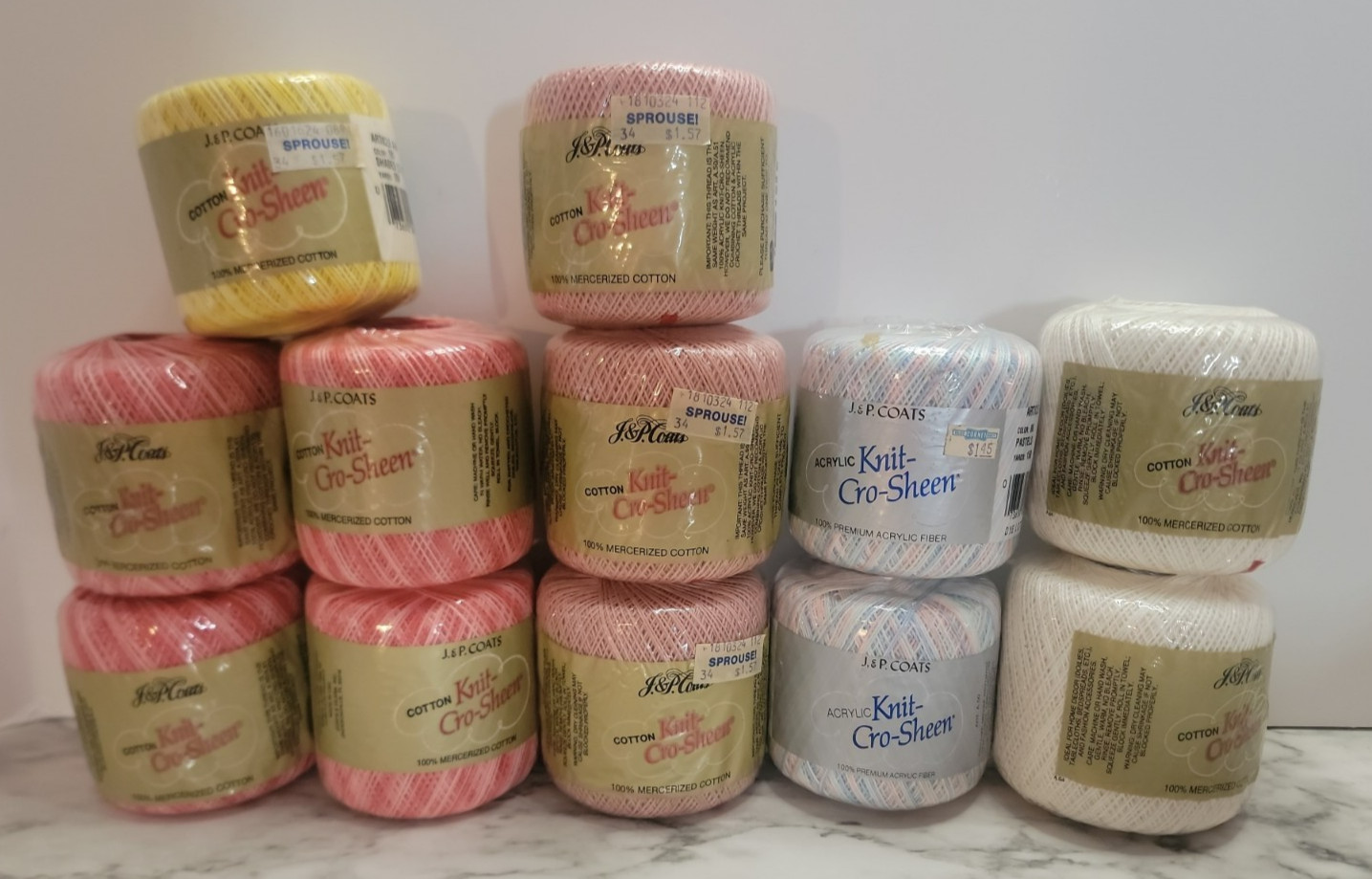 Lot of 55 Vintage Crochet Thread Multicolor~New & Used~South Maid~JP Coats~