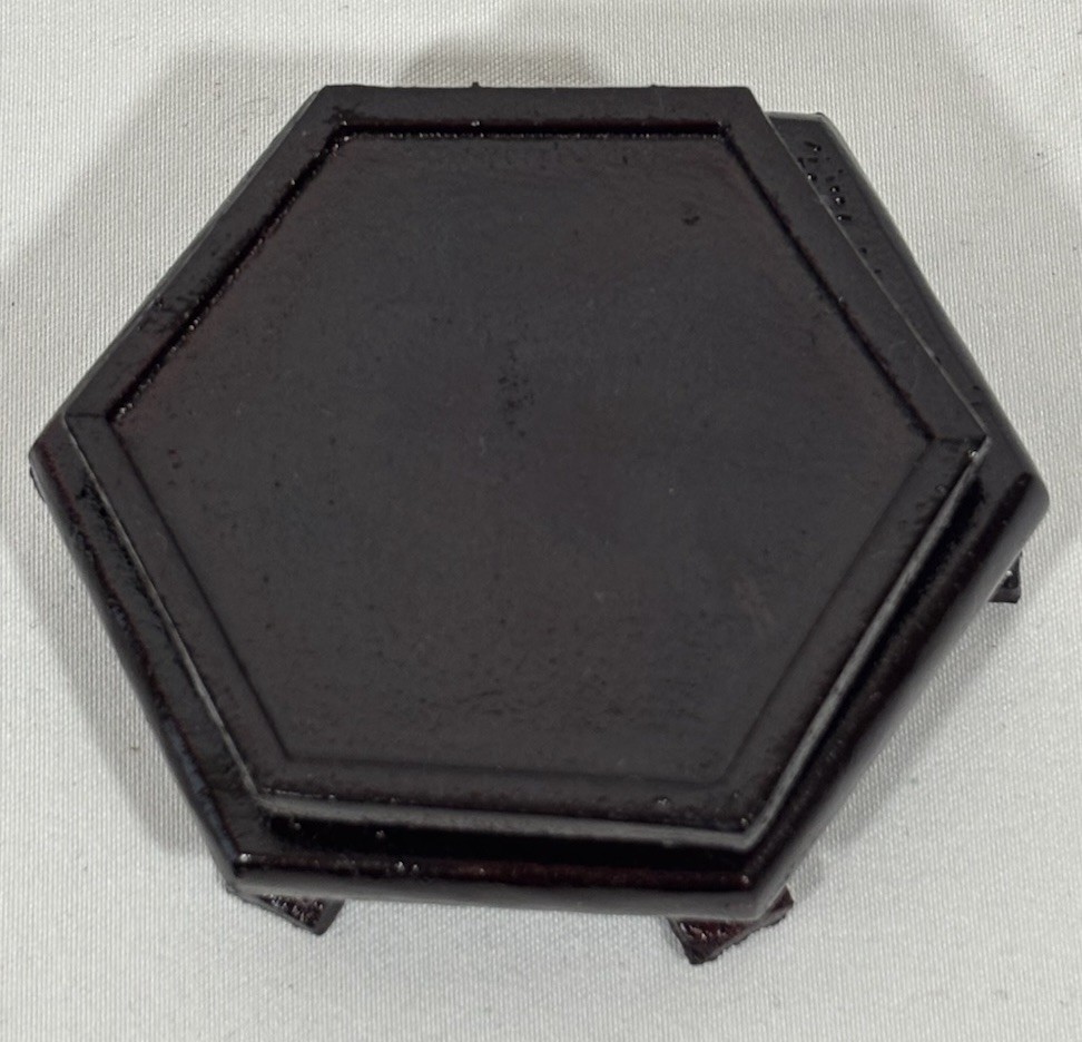 Vintage Chinese Hexagon Wood Display Stand Riser Base 1-5/8″x1-7/8″Fit