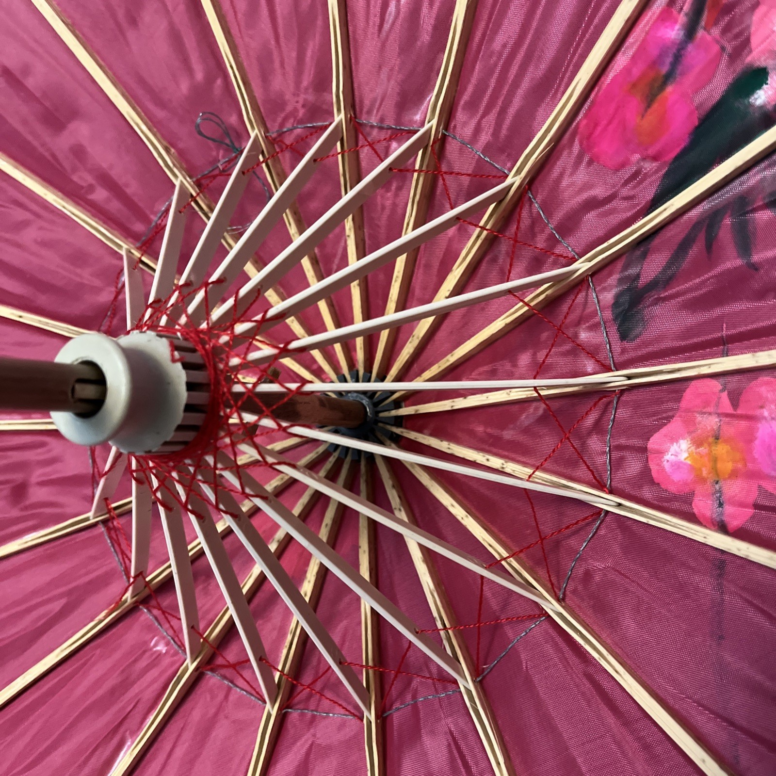 Chinese Pink Floral Umbrella Decor See Description