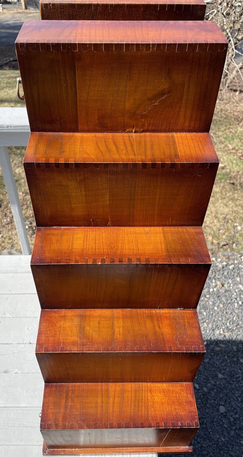Pair of Vintage 20th C. Dovetailed Tansu Step Wooden Shelves Asian Art