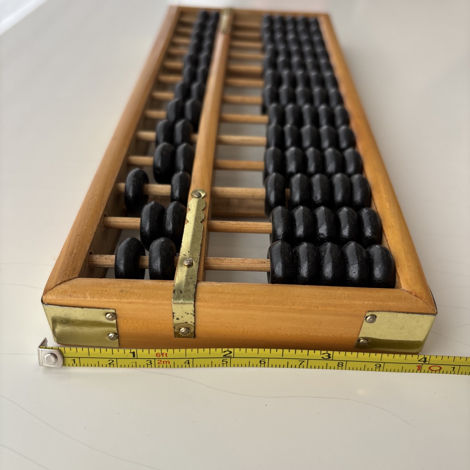 Vtg Chinese Abacus 91 Black Beads 13 rods 9.5×4” wood wooden Small