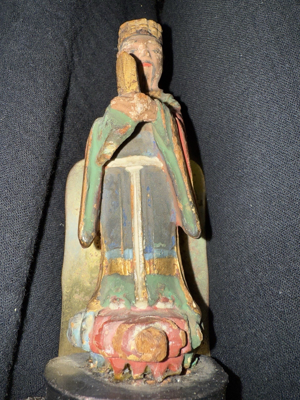 Antique Chinese Pair Sculptures Hand Carved Bookend On Brass Base