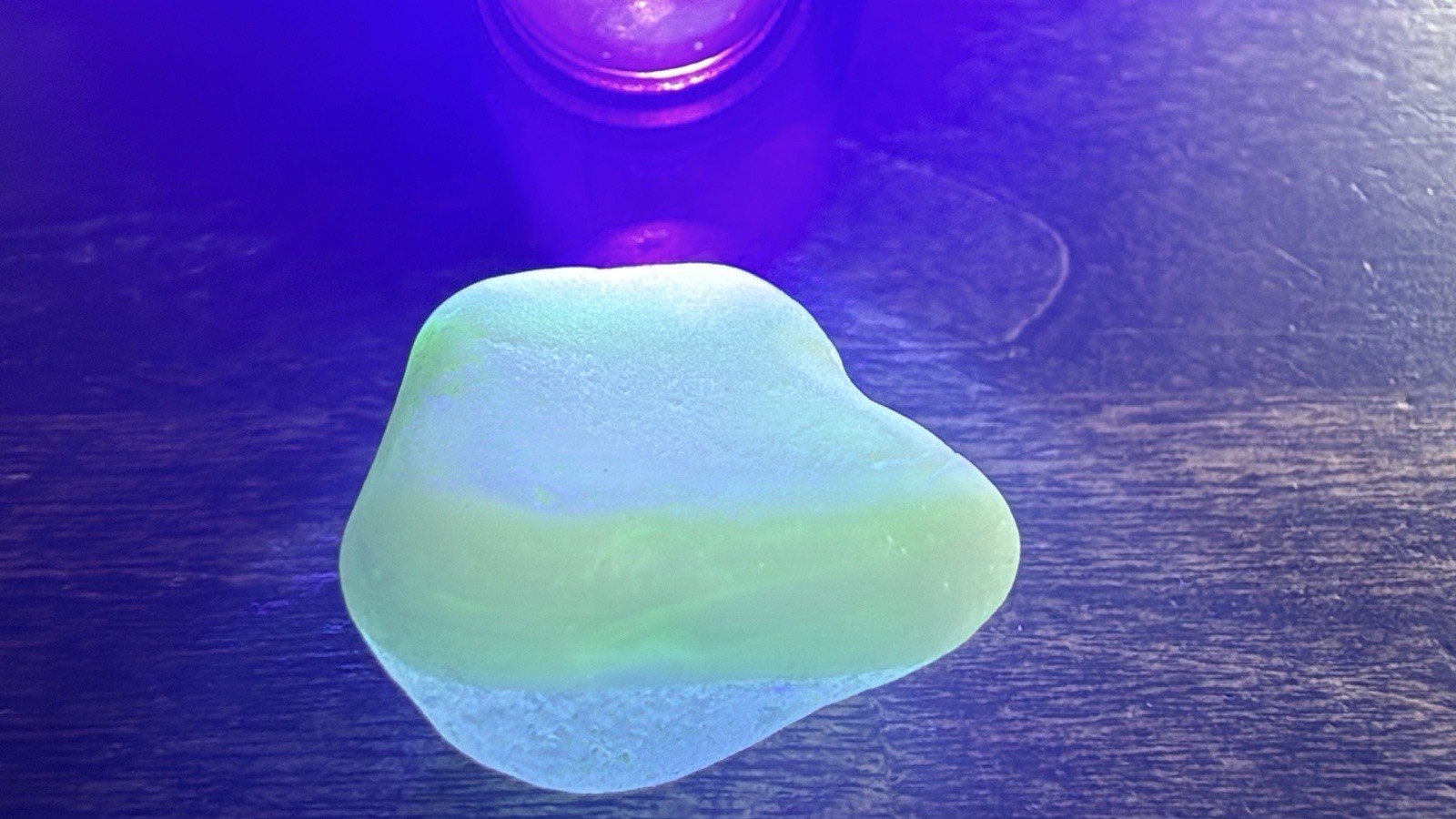 White & Clear Multi with Green UV Reactive Glow Seaham Surf-Tumbled Sea Glass