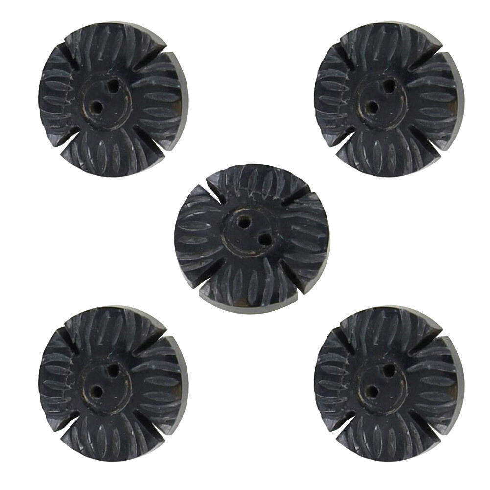 5 Pieces Real Horn Buttons Set for Blazers Suits Coats Black Buffalo Horn