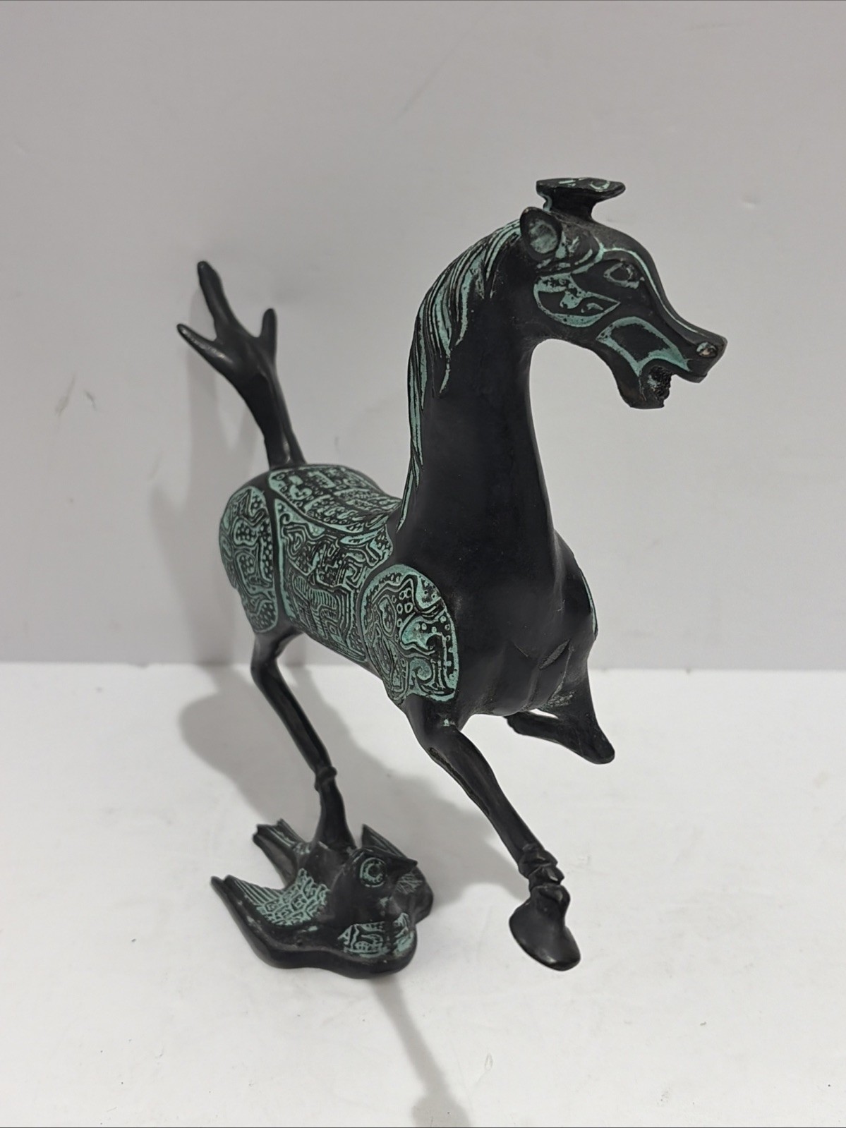 Vintage Chinese Bronze Horse Statue, Flying Horse of Gansu 9.5” L