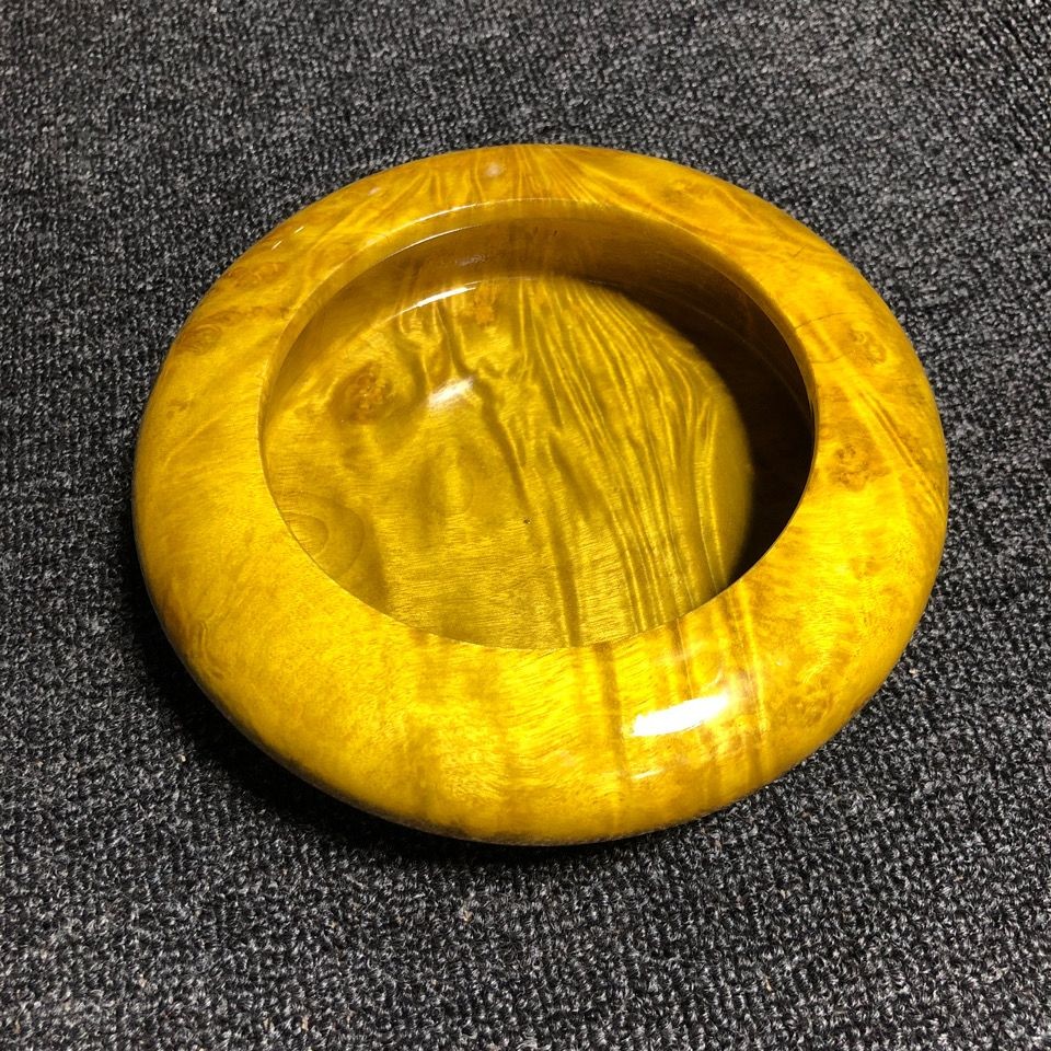 Burma Golden Camphor Ashtray 4.33in Solid Wood Large Home Decor