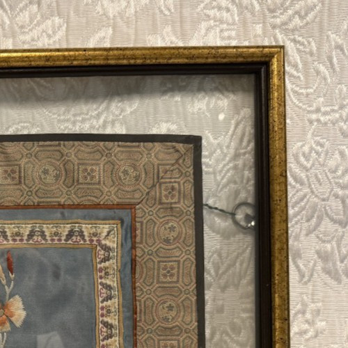 VTG Floating Framed Silk Embroidery Art Panel China ~ 14.5″ X 15.5″