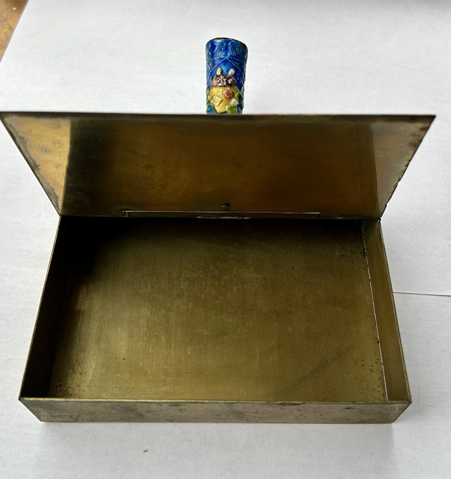 Antique Chinese Enameled Brass Silent Butler, Ashtray, Crumb Catcher sgn China