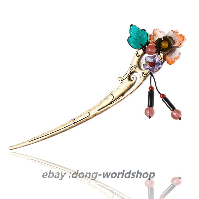Chinese Coloured Glaze/Agate/Alloy Tibetan Style Exquisite Fashion Hairpin