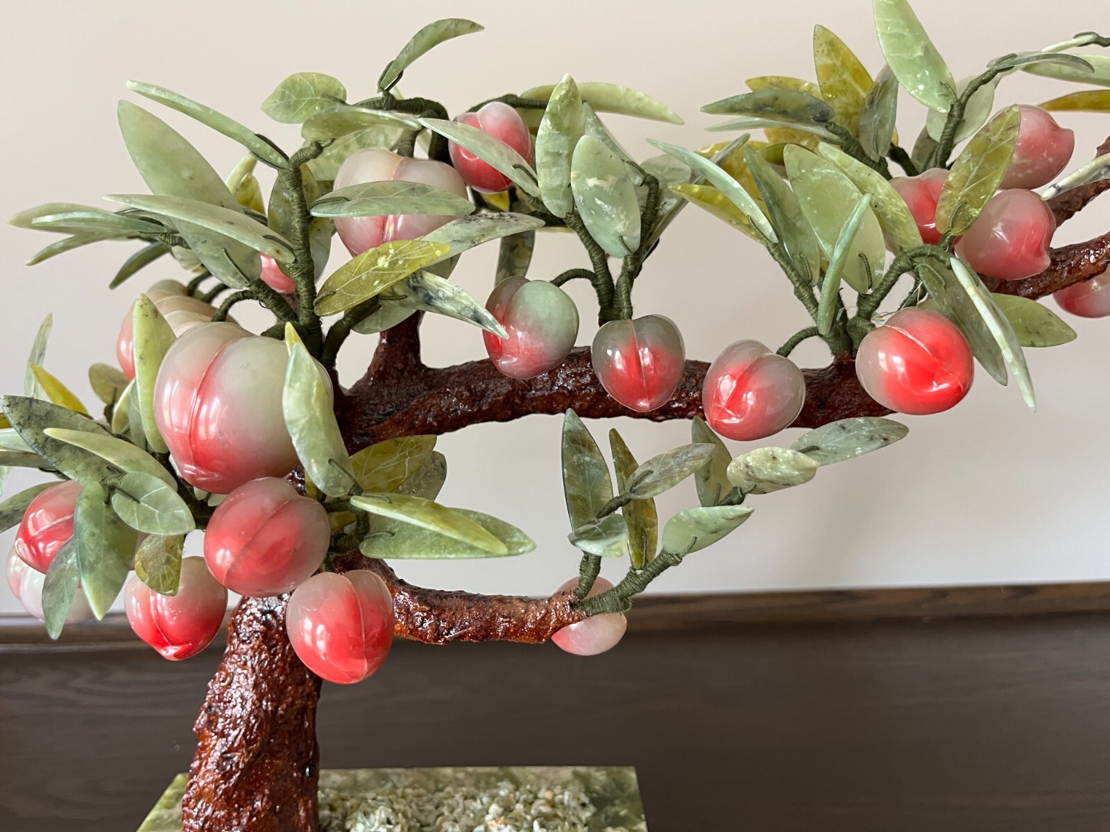 Chinese Carved jade Gemstone Peach Tree ,BonsaiTree 1970-1980