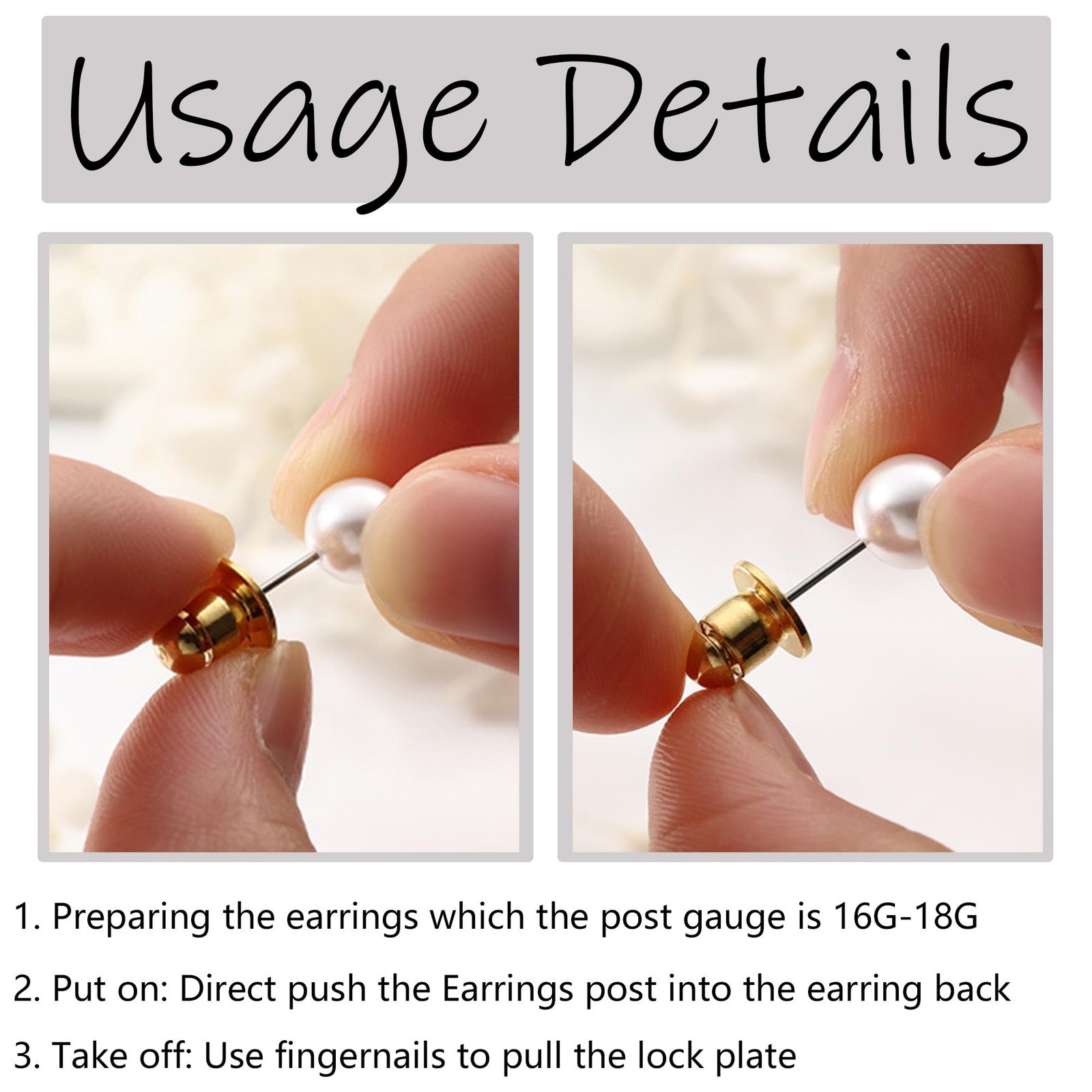 Locking Earring Backs for Studs Secure Earrings Back Gold
