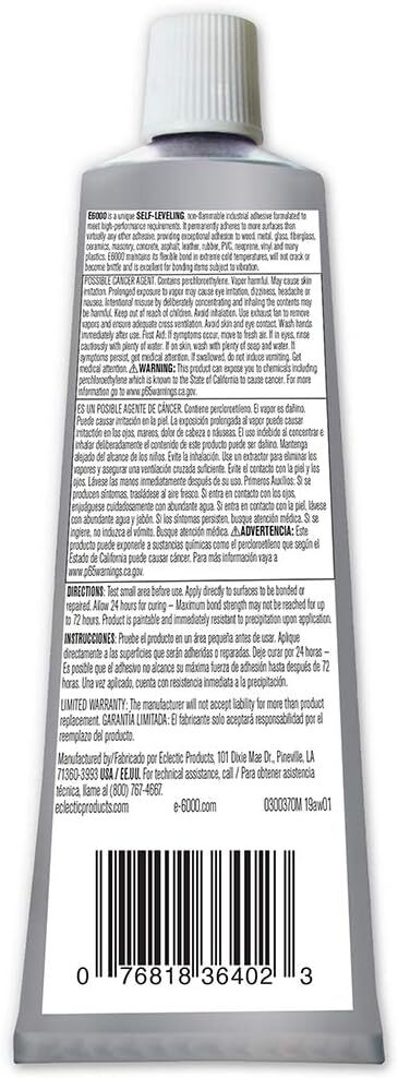 E6000 – 220011 High Viscosity Adhesive, 3.7oz , Clear – Pick your Quantity