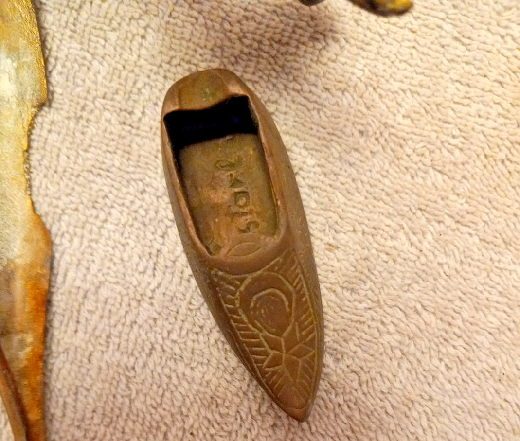 Vintage Brass Lot Chinese Symbols Letters Set Of 4 Gator, Nutcracker, Ashtray