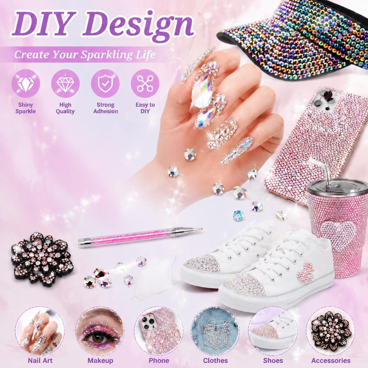 Rhinestones for Bedazzling Kit, 40000Pcs Multi-Color 3Mm Resin Flatback Gems wit