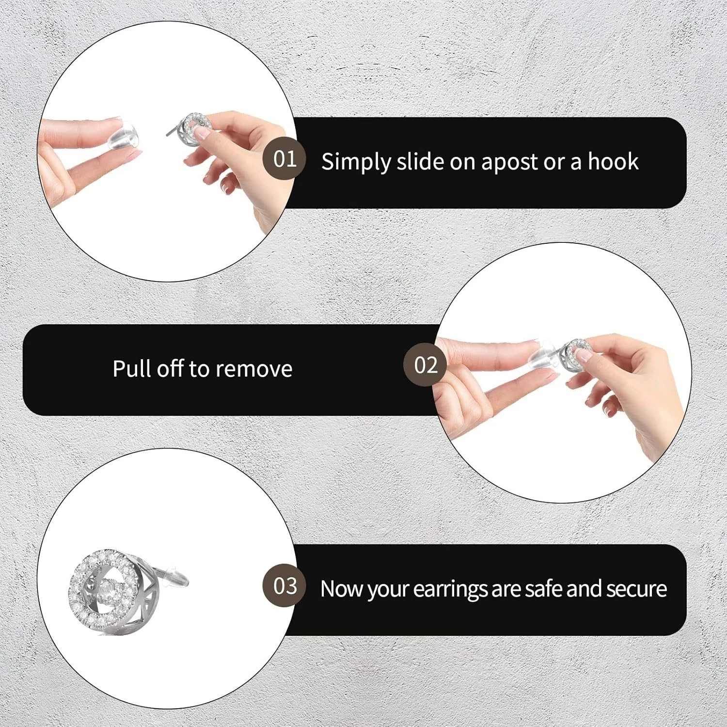 6 Styles 600pcs Silicone Earring Backs Clear Rubber Safety Clutch Stoppers Kit