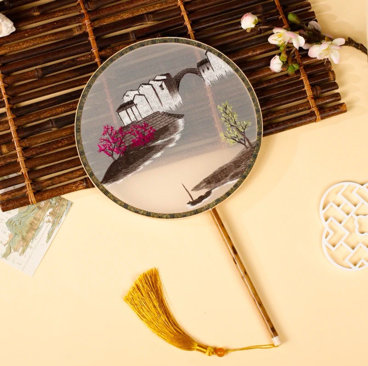 Chinese embroidery round fan double-sided embroidery Multi-style