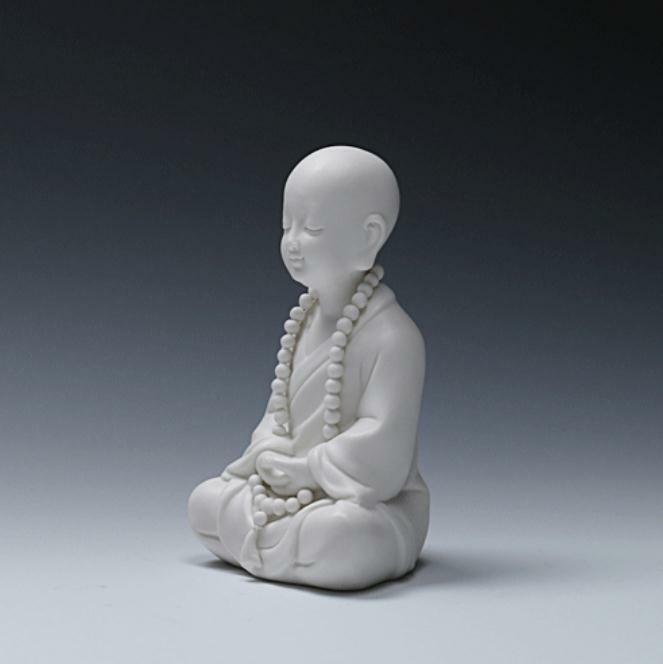 6.4″Chinese White Porcelain Ceramics Lovable Little Monk Figurine Statue Statues