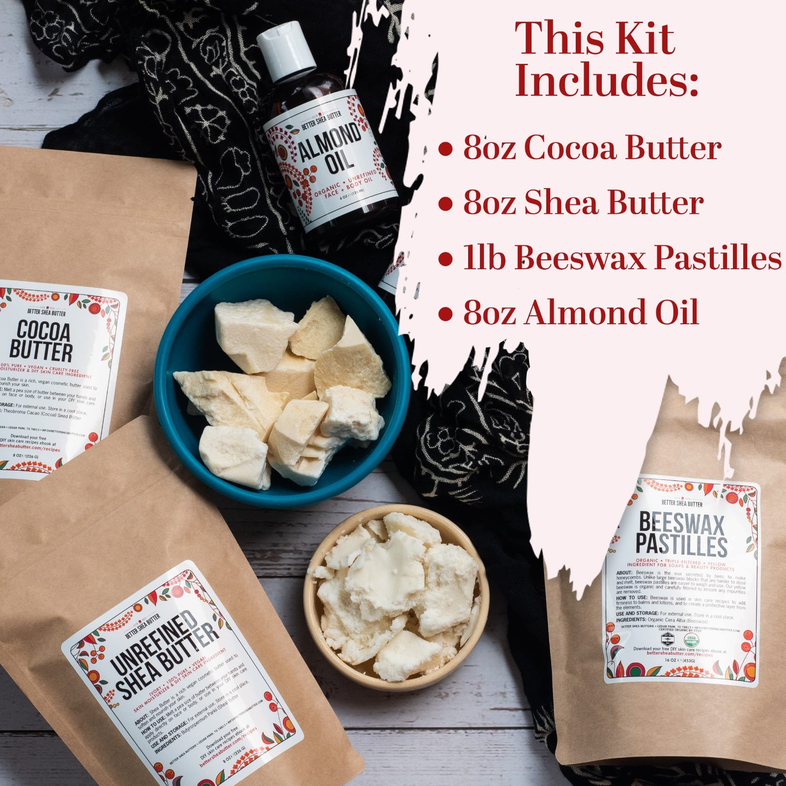 DIY Body Butter Kit – Unrefined Shea & Cocoa Butter, Organic Oils, 30 Jars