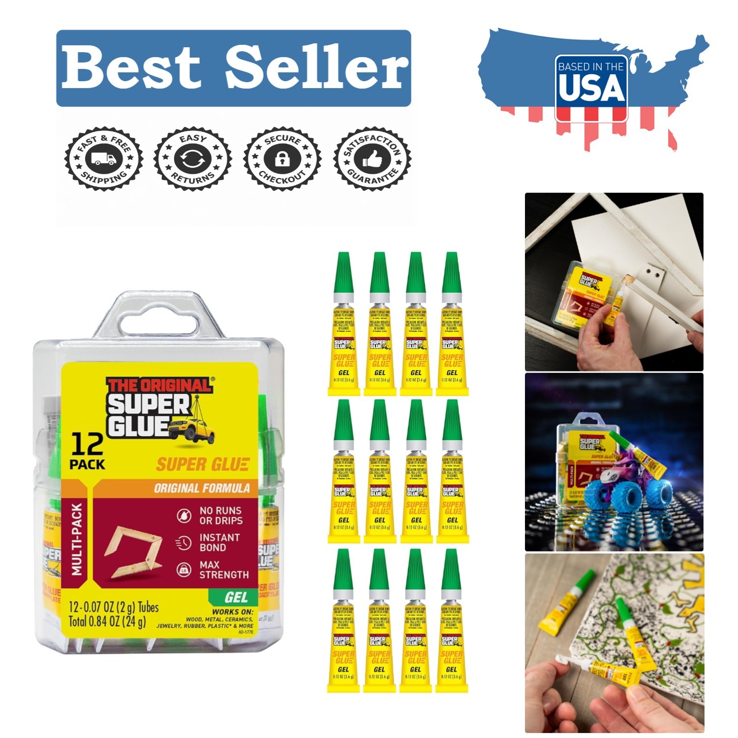 Clear Gel Adhesive – 12 High Viscosity Tubes for Easy, Accurate Bonding