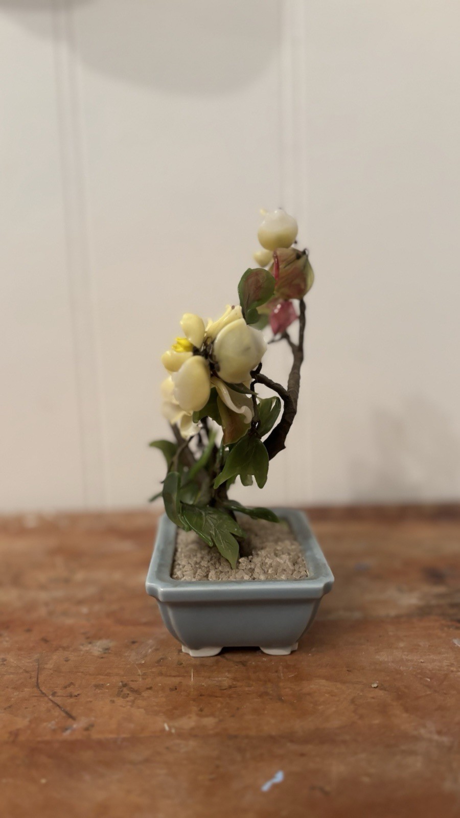 Vintage Made In Japan Glass Bonsai Tree In Bloom