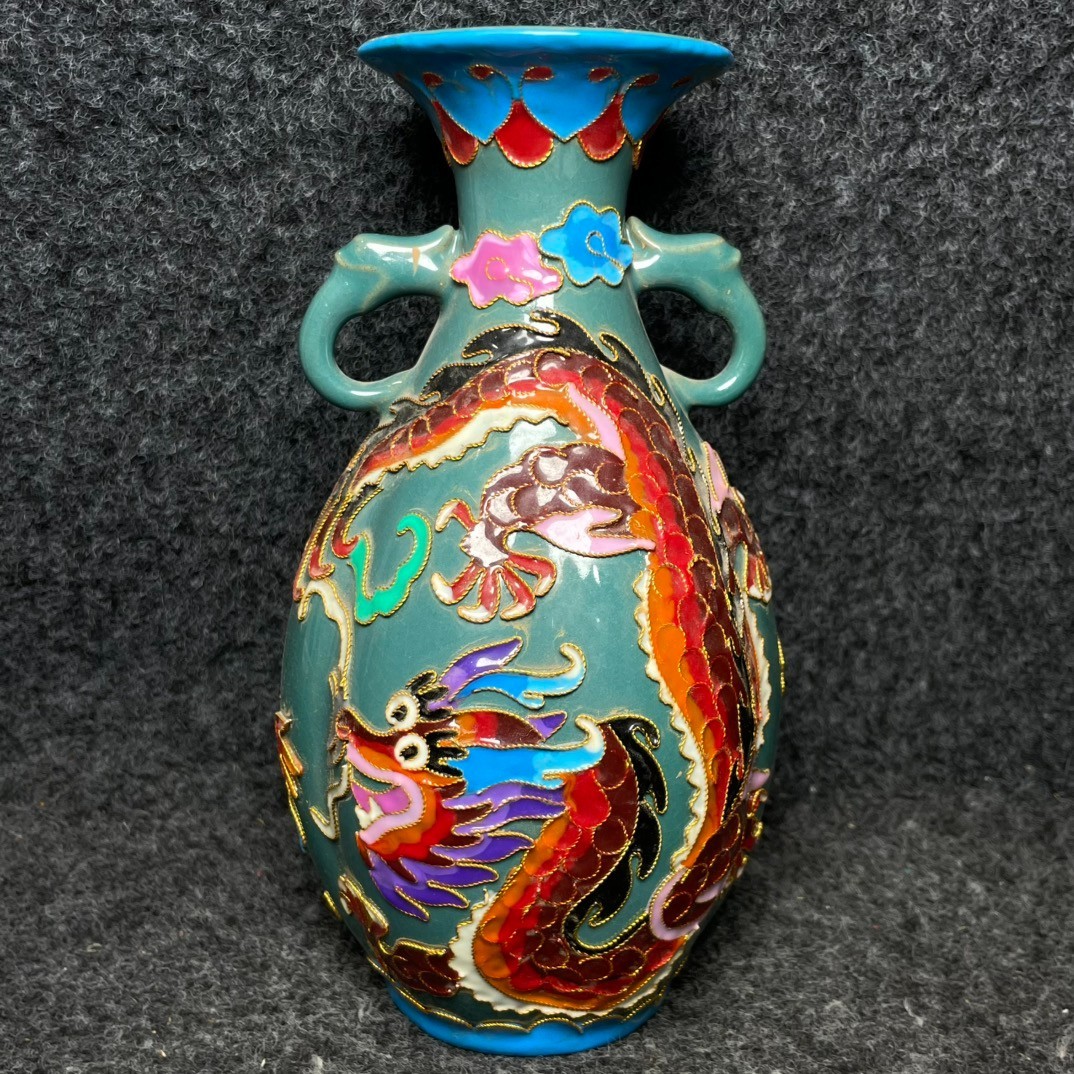 Imperial cloisonn é enamel multicolored glazed porcelain vase