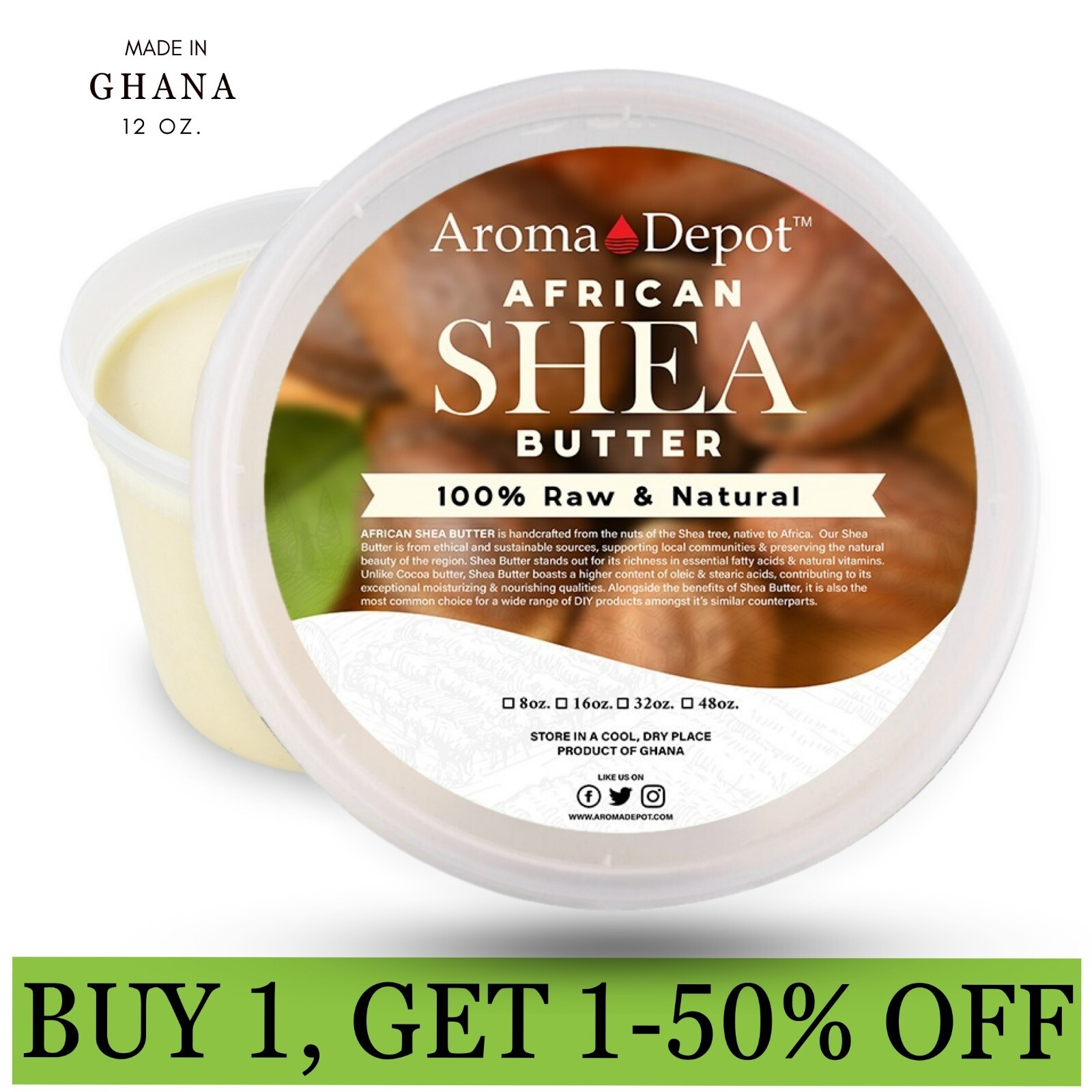 African Shea Butter 12 oz. Ivory Shea Butter Raw Pure Unrefined Organic Natural