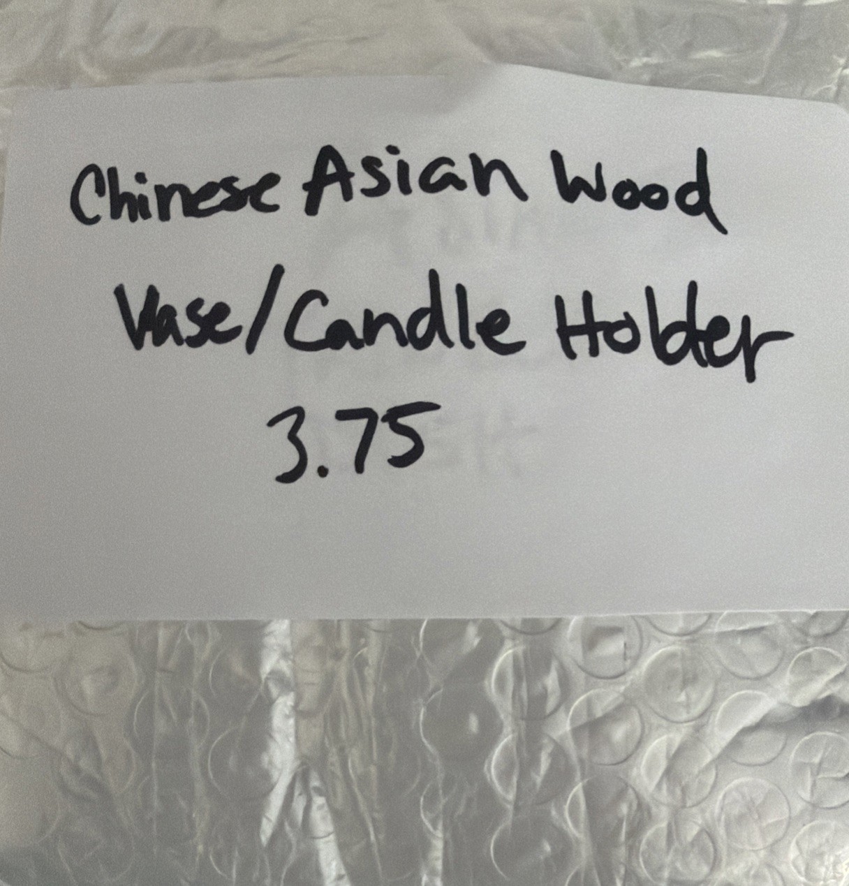 CHINESE ASIAN WOOD DARK COLOR VASE/CANDLE ROUND STAND 3.75”