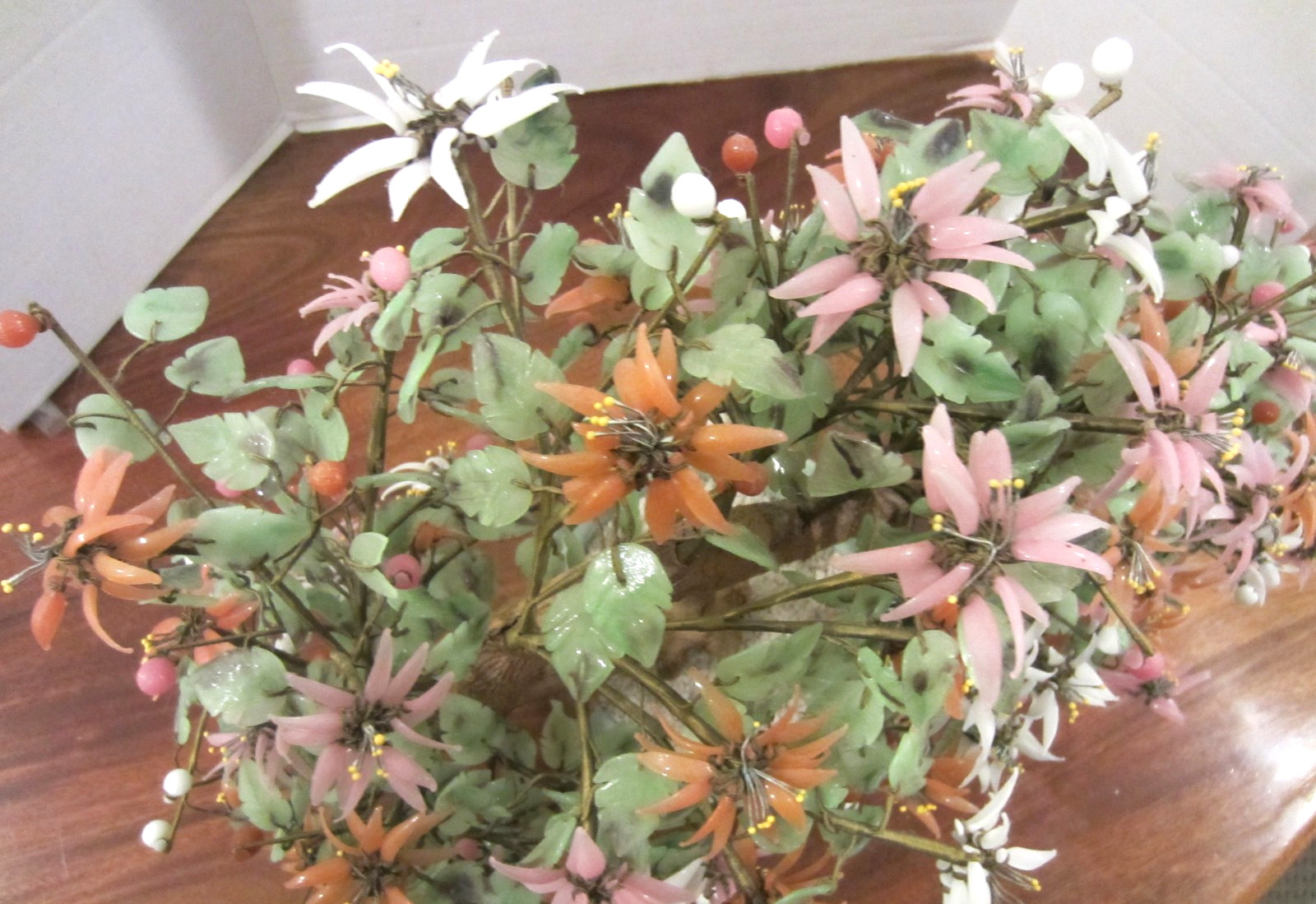 spectacular vintage multi-color flowering glass bonzai tree 31 ” long