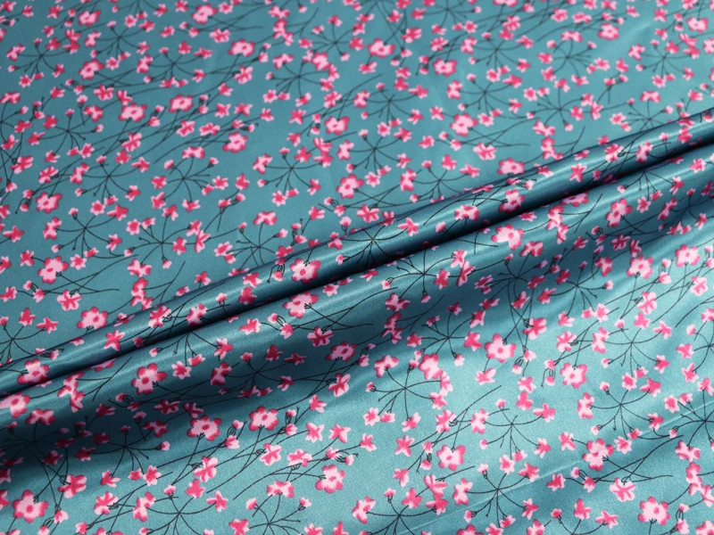 58” Wide By Yard Elegant Floral Satin Fabric Material For Scarf Lining