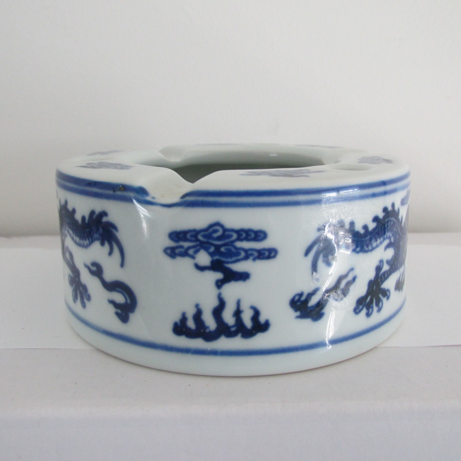 Chinese Jingdezhen Blue & White Porcelain 3 Way Ash Tray + BonusToothpick Holder