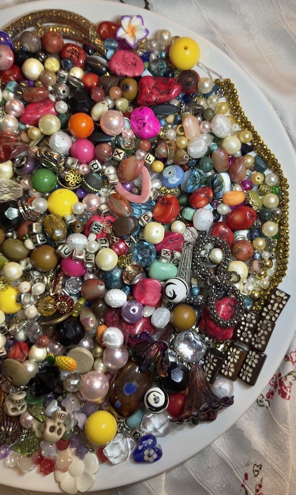 3+lbs Art Craft Jewelry Bead Charm Stone Misc Findings Lot