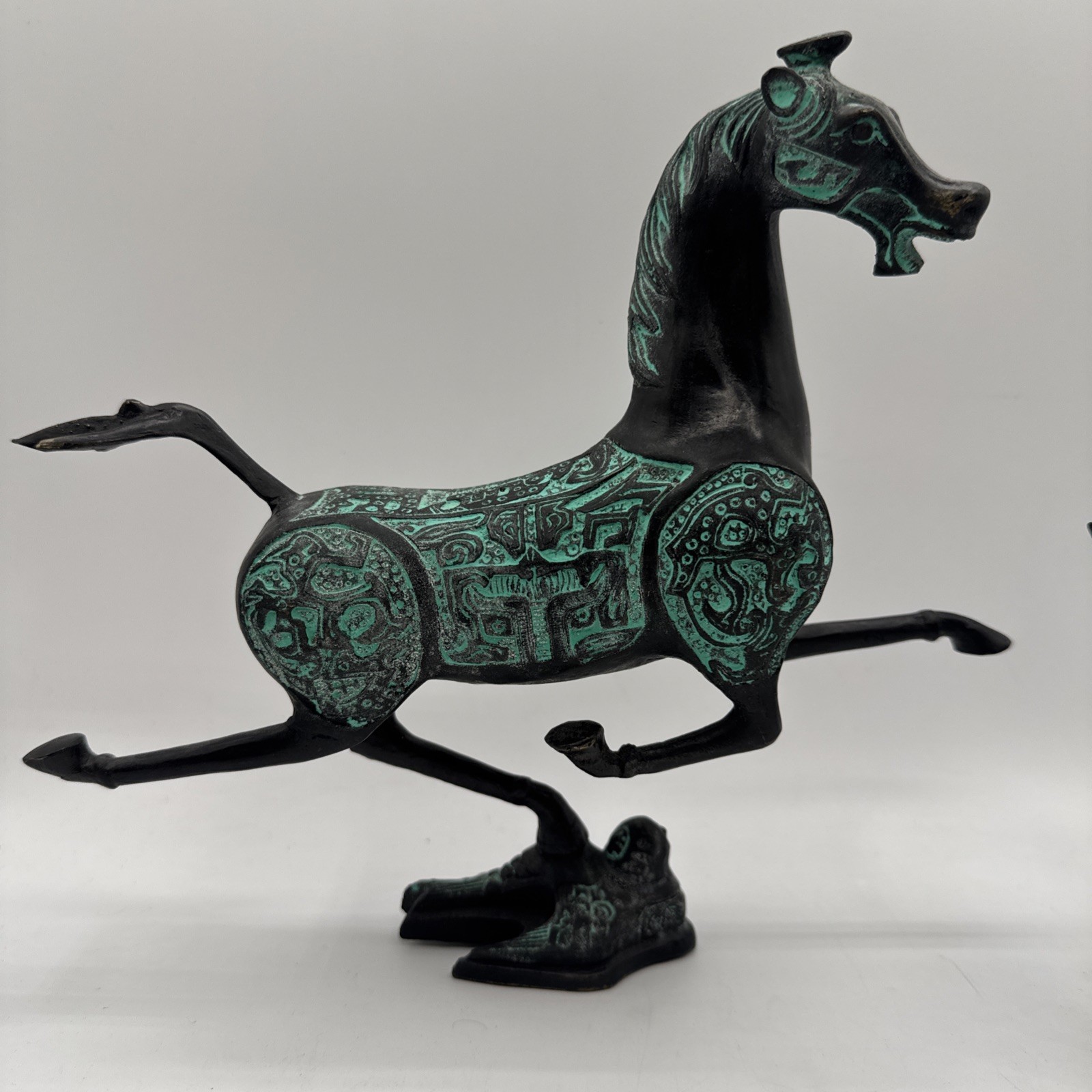 Vintage Chinese Bronze Horse Statue, Flying Horse of Gansu 9.5” Very Heavy