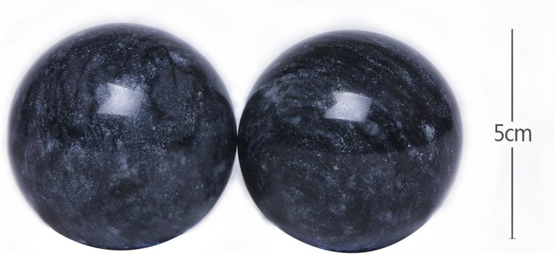 Elegant 2” Dark Grey Marble Baoding Balls for Stress Relief & Relaxation