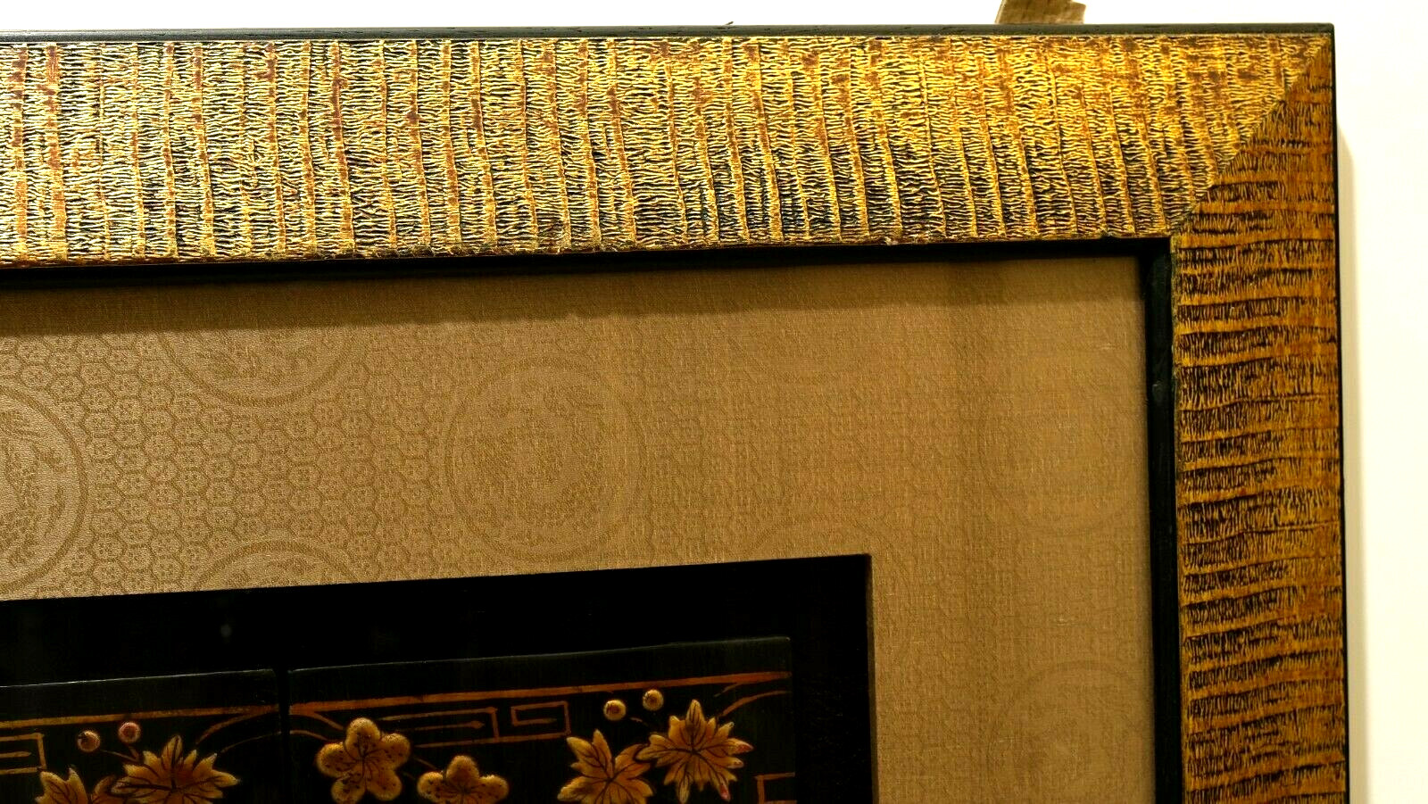 Exquisite 9 Dragon Floated Panels under Plexiglas in Large Gilded Frame VGUC+