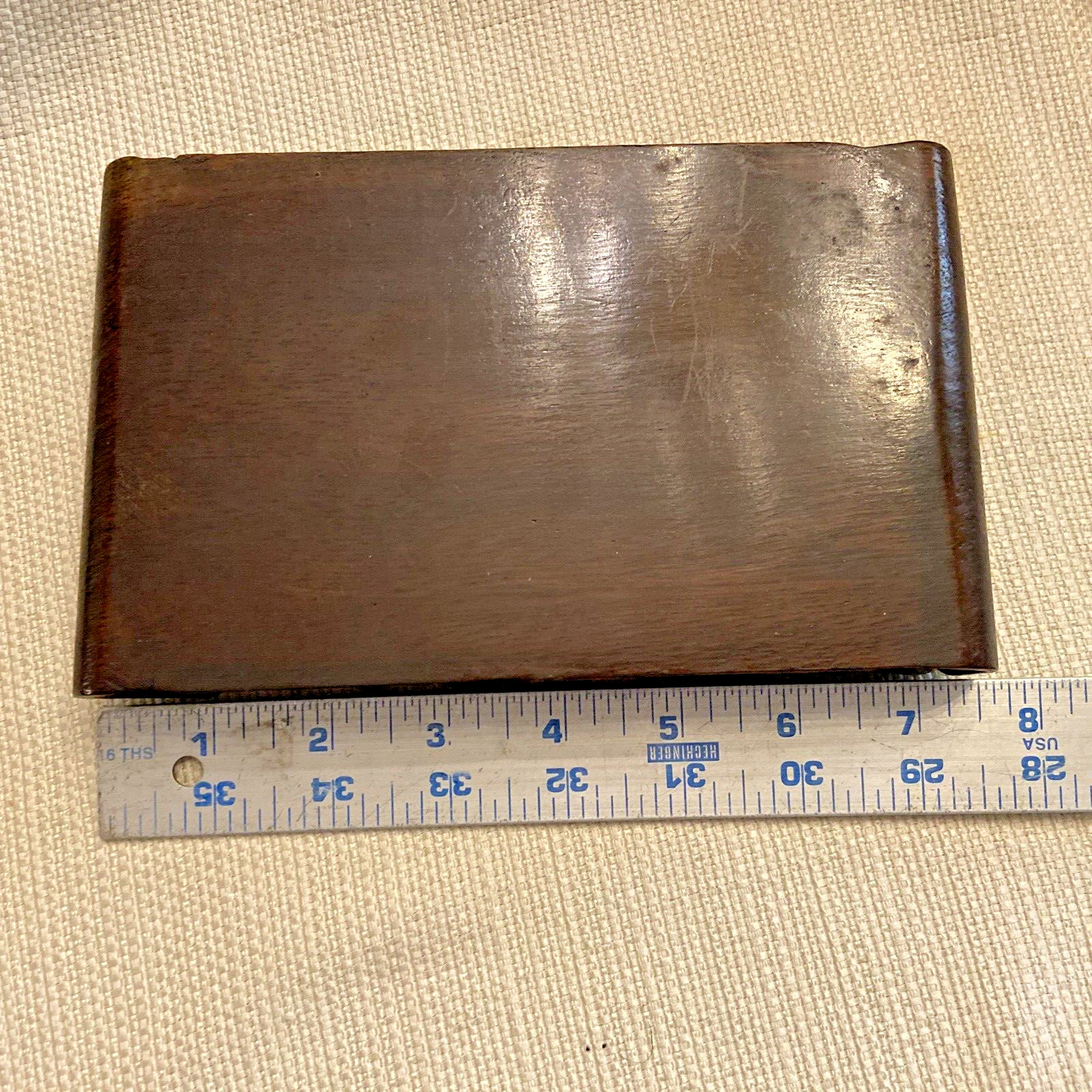 VTG 7.5″ UNIQUE CARVED WOOD RECTANGULAR VASE LAMP JAR BONSAI PLANT STAND BASE