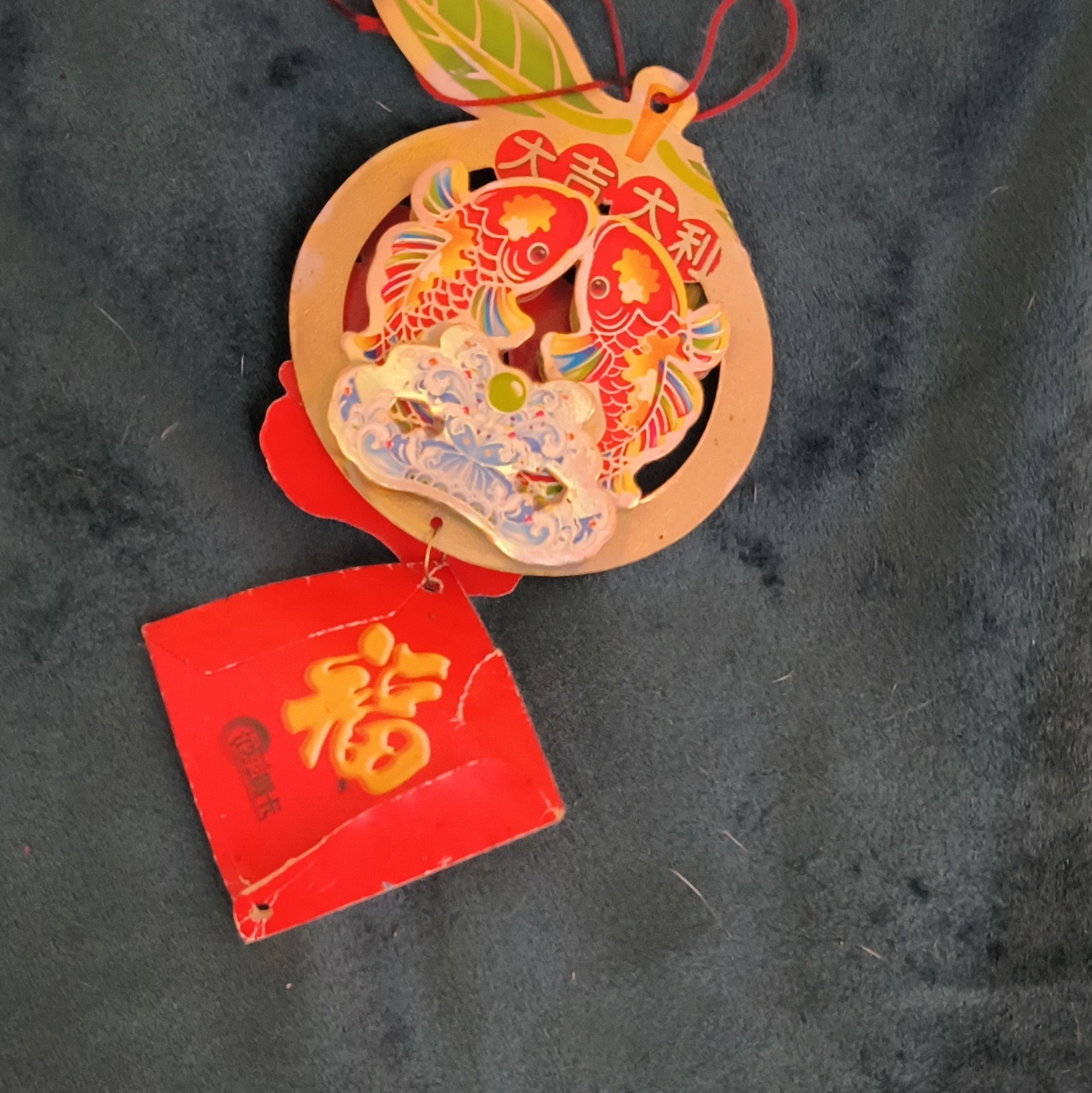 Chinese Hanging Paper Cut Fish Lantern Ornament with Fu Charm Decoration