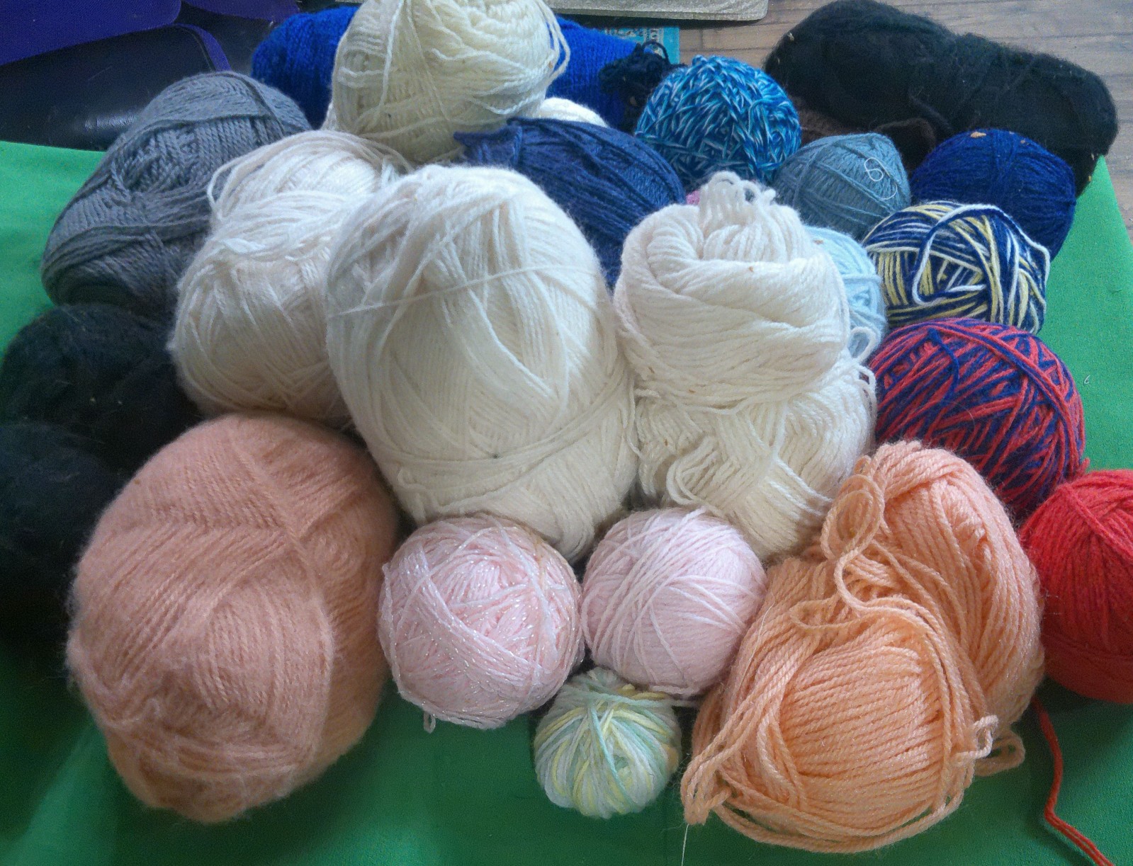 Misc. Balls & Skeins of Yarn- 20 Pieces- about 3 Pounds-Assorted Colors