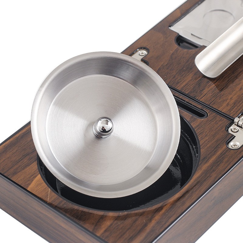 Wood Ashtray With Metal Rests Two Slot Large Home Ashtray