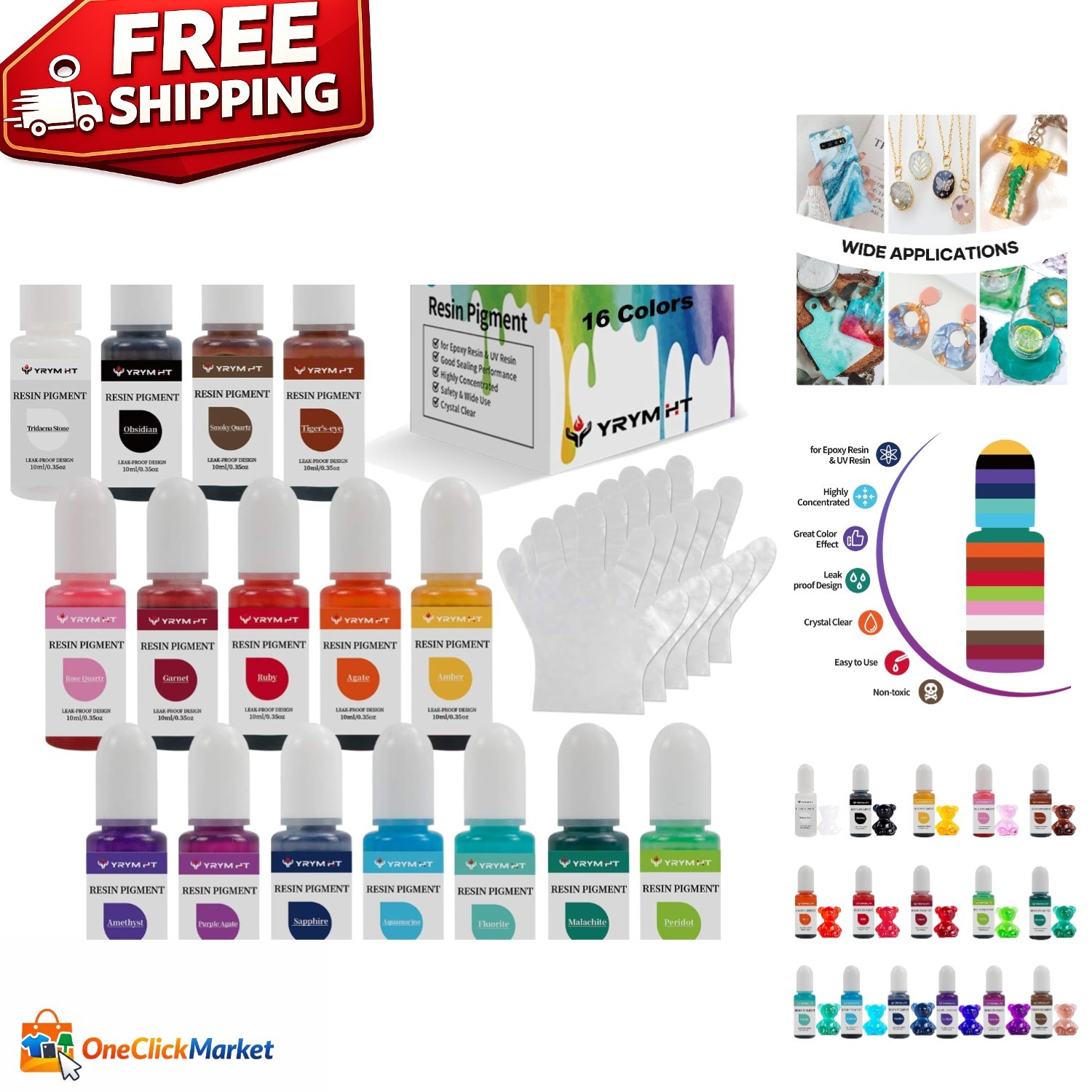Multipurpose Leak-Proof Epoxy Resin Pigments – 16 Colors for Creative Projects