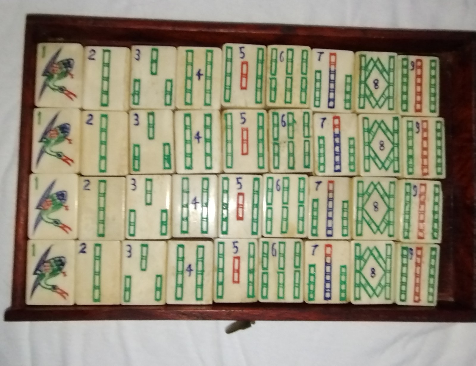 RARE (Complete) Antique Chinese Sandlewood Mahjongg Set With Brass Accents