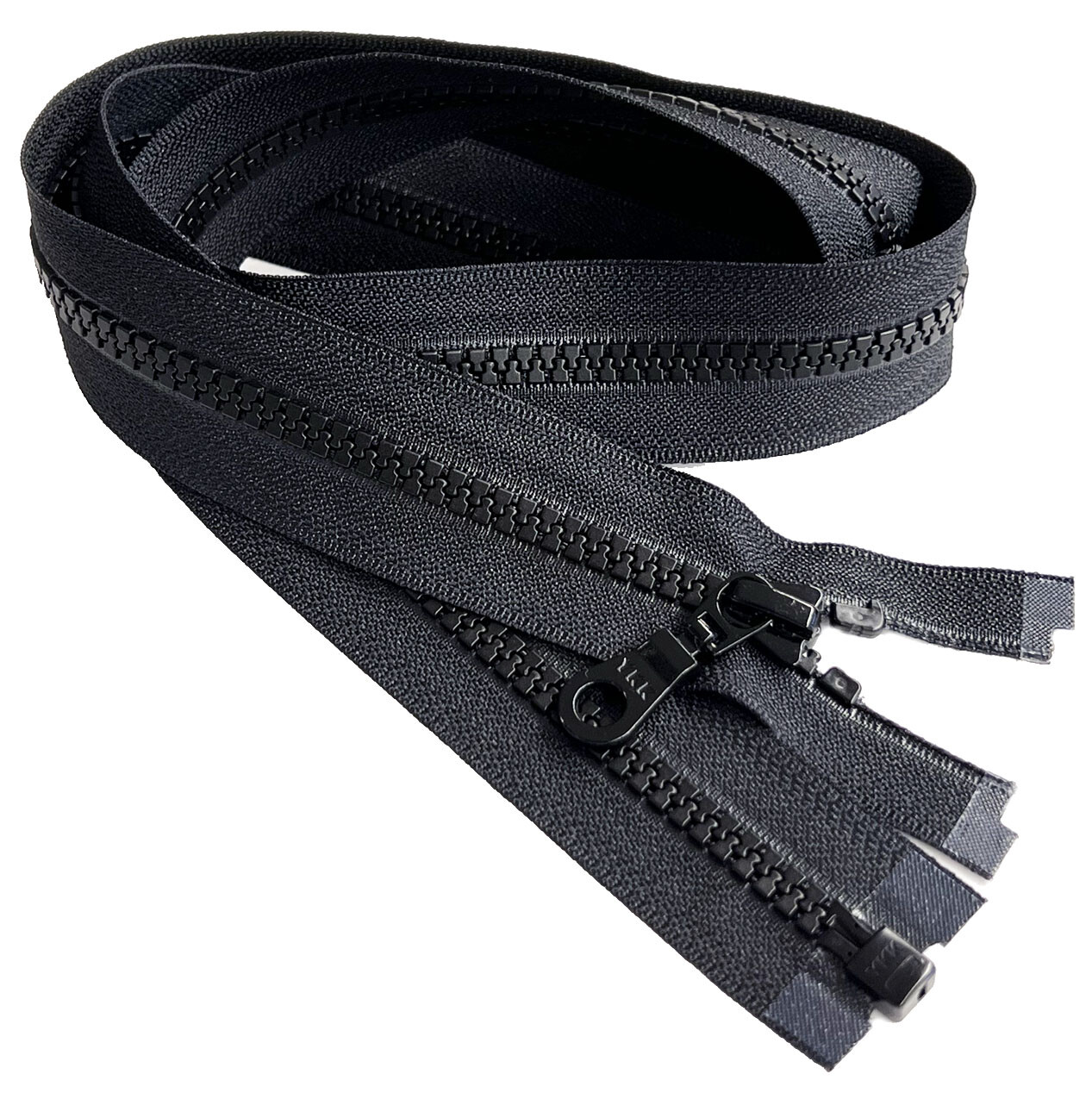 YKK #5 Molded Plastic Jacket Zipper with Donut Pull Separating Black 4″ – 60″
