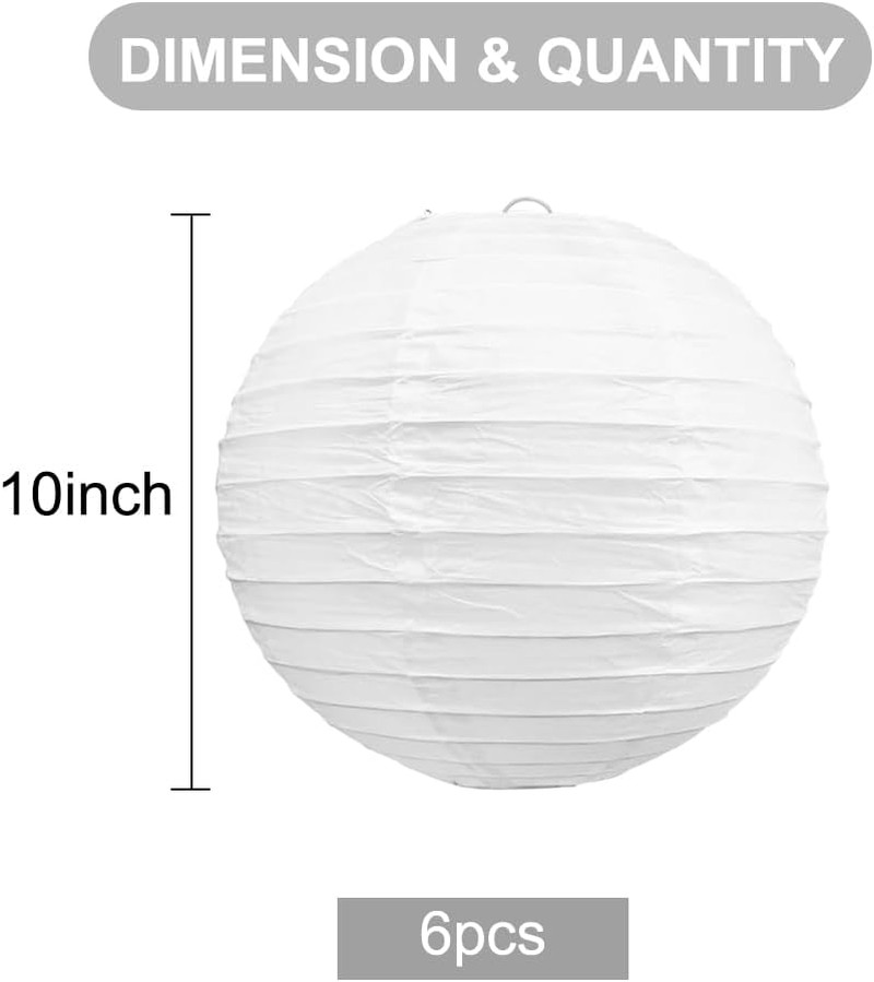 10-Inch White Paper Lanterns Decorative Chinese/Japanese Hanging round Paper Lan