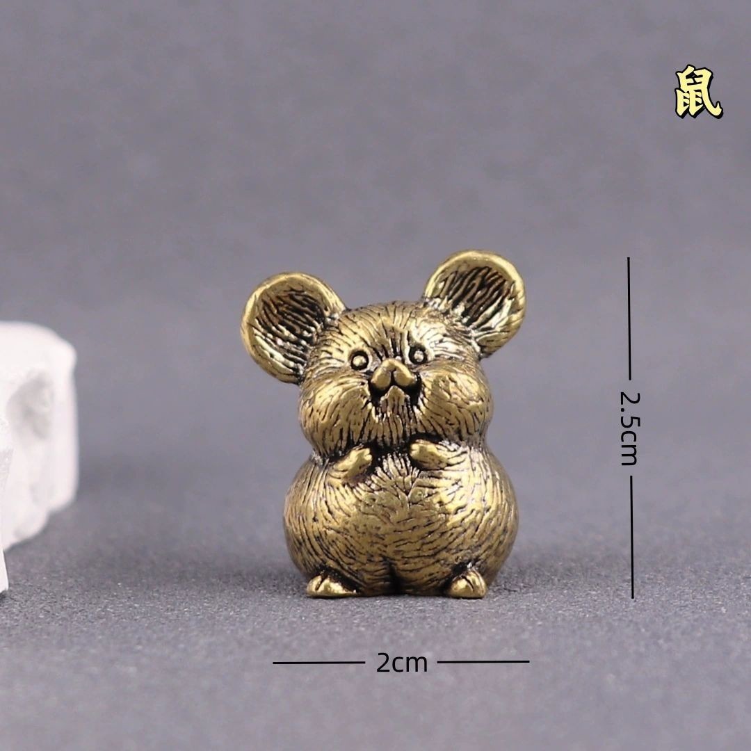 12 pcs Brass Chinese Zodiac Ornament Set Pure Copper 12 Animal Craft Decor