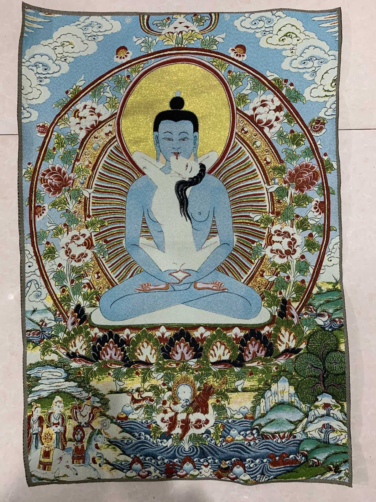 36″ Tibet Tibetan Cloth Silk Samantabhadra Kuntuzangpo Adibuddha Tangka Thangka8