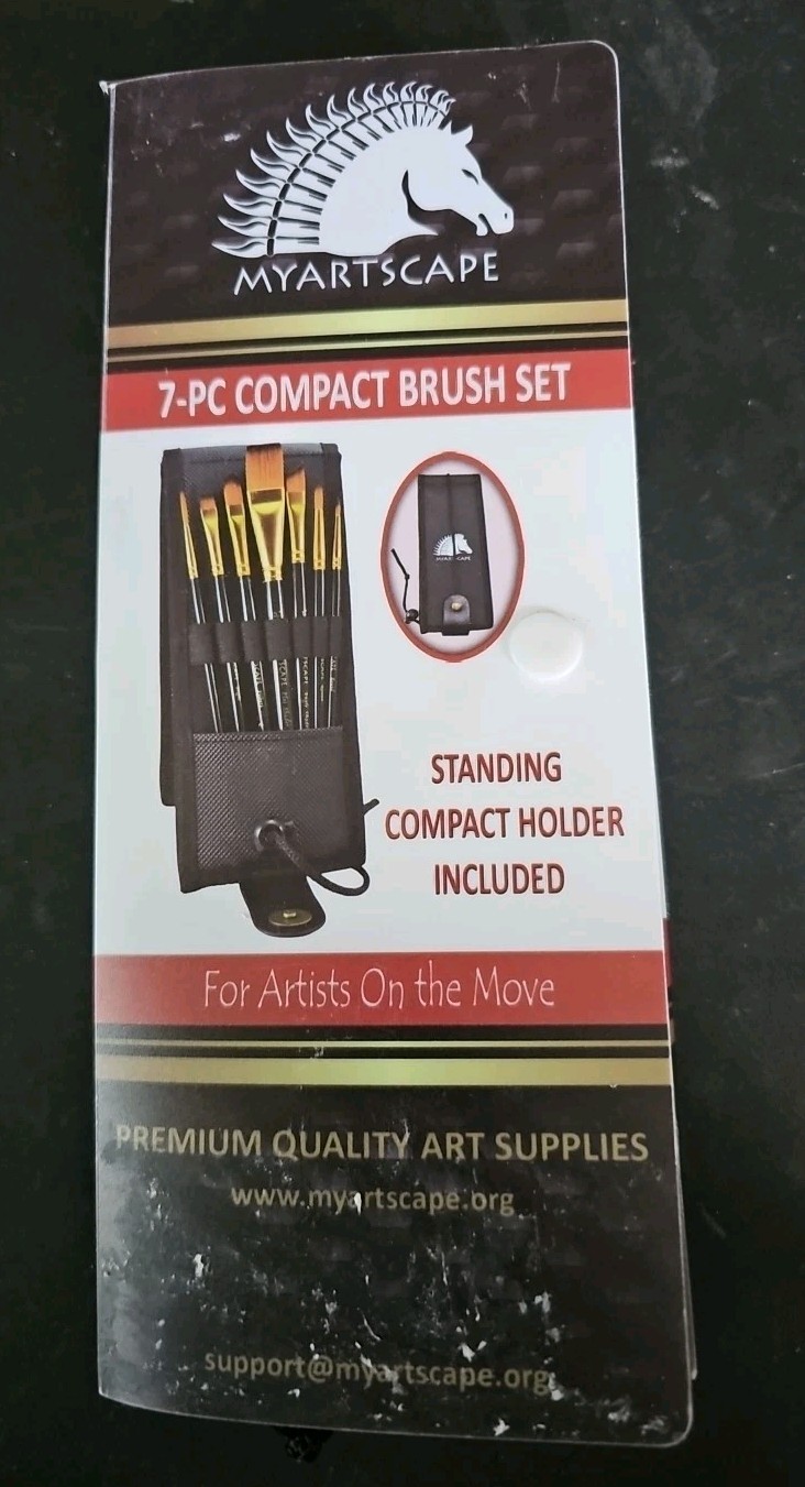 MyArtsEscape Travel Size 7 Pce Paint Brush Set w/ Storage Case