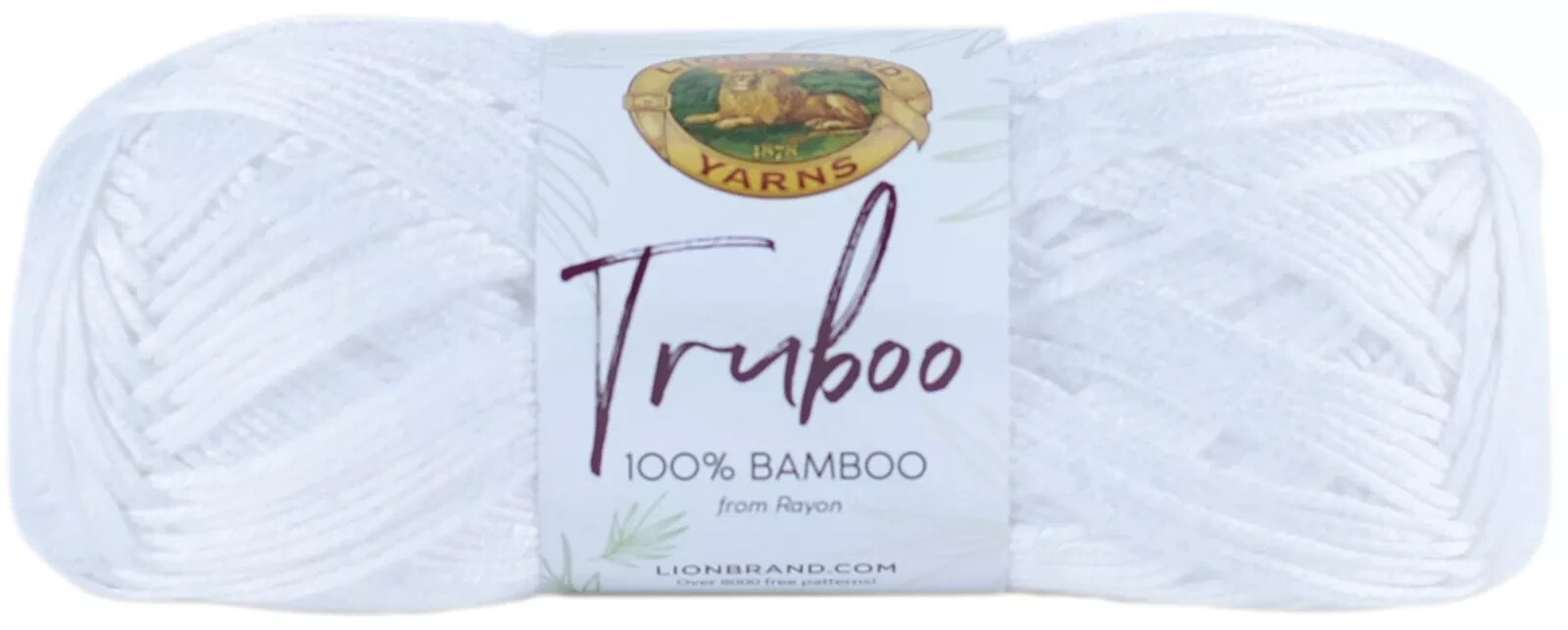 Lion Brand TRUBOO Yarn WHITE 837-100 Rayon Bamboo (2.9 of 3.5 oz) Partial Skein